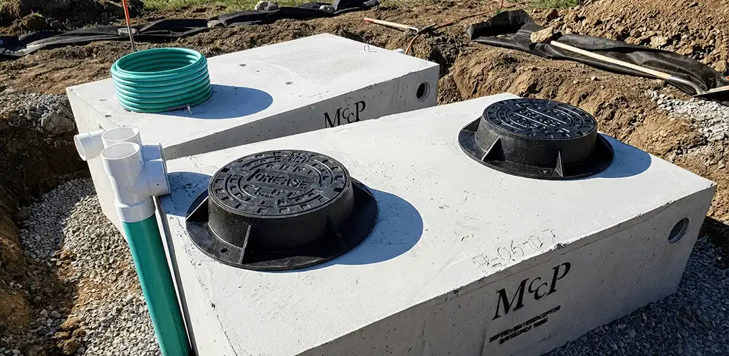 Grease trap installation unit set in place for drainage protection in Albany, NY