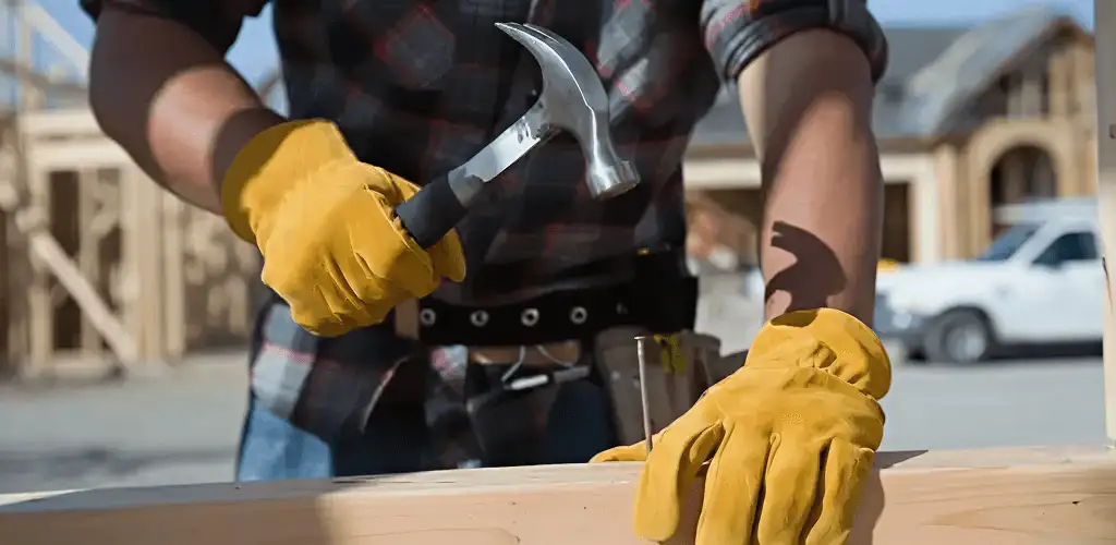 Handyman fixing wood trim with a hammer for home repairs in Albany, NY