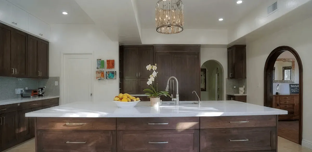 Cabinet refacing project with updated kitchen cabinets and island in Albany, NY