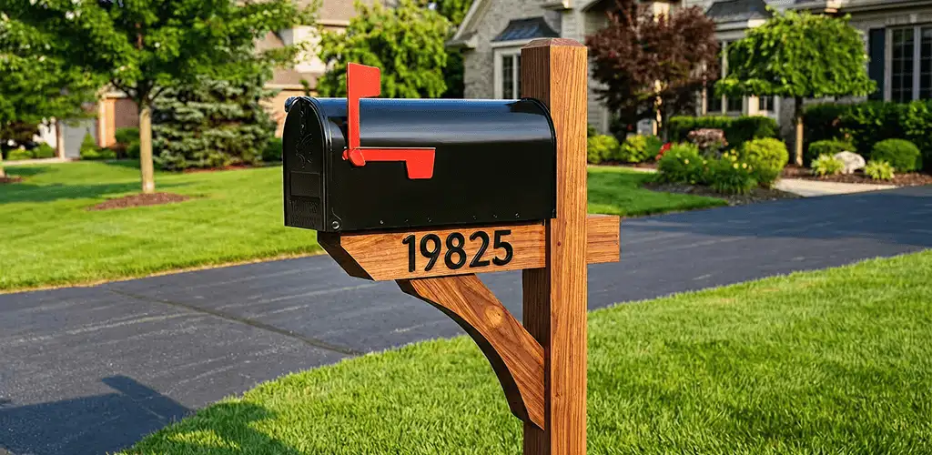New mailbox installation with post and address number for a home in Albany, NY