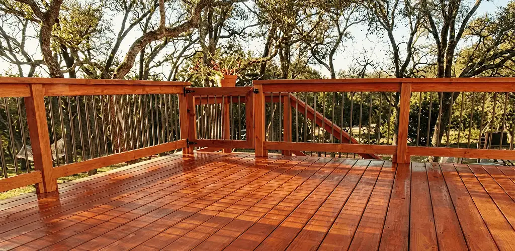 Deck sealing results with a freshly sealed wood deck in Albany, NY